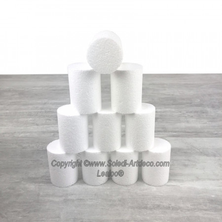 Lot de 10 petits Disques en polystyrène Haut. 7 cm, Diamètre 5 cm, Dummies en Styropor blanc, à décorer