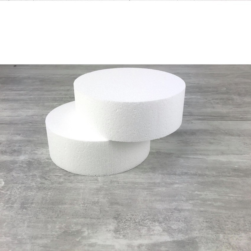 Lot de 2 Disques en polystyrène Haut. 7 cm, Diamètre 15 cm, Dummies en Styropor blanc, à décorer