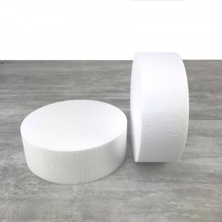 2 polystyrene Disks diameter 15cm x height 7cm, White Styropor Dummies