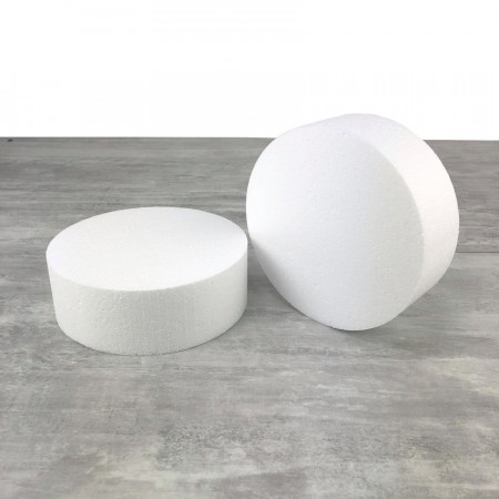 2 polystyrene Disks diameter 15cm x height 7cm, White Styropor Dummies