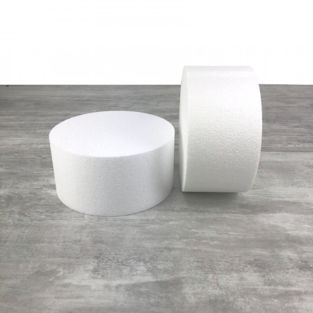 2 Styropor Scheiben Durchmesser 15 x Höhe 10 cm, weiße Styropor Dummies
