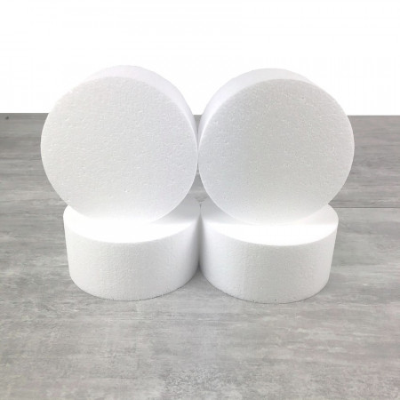 Lot de 4 Disques en polystyrène Haut. 7 cm, Diamètre 15 cm, Dummies en Styropor blanc, à décorer