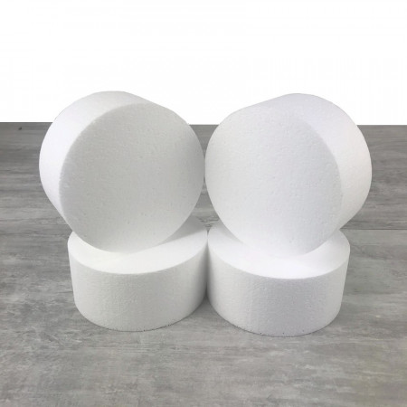 Lot de 4 Disques en polystyrène Haut. 7 cm, Diamètre 15 cm, Dummies en Styropor blanc, à décorer