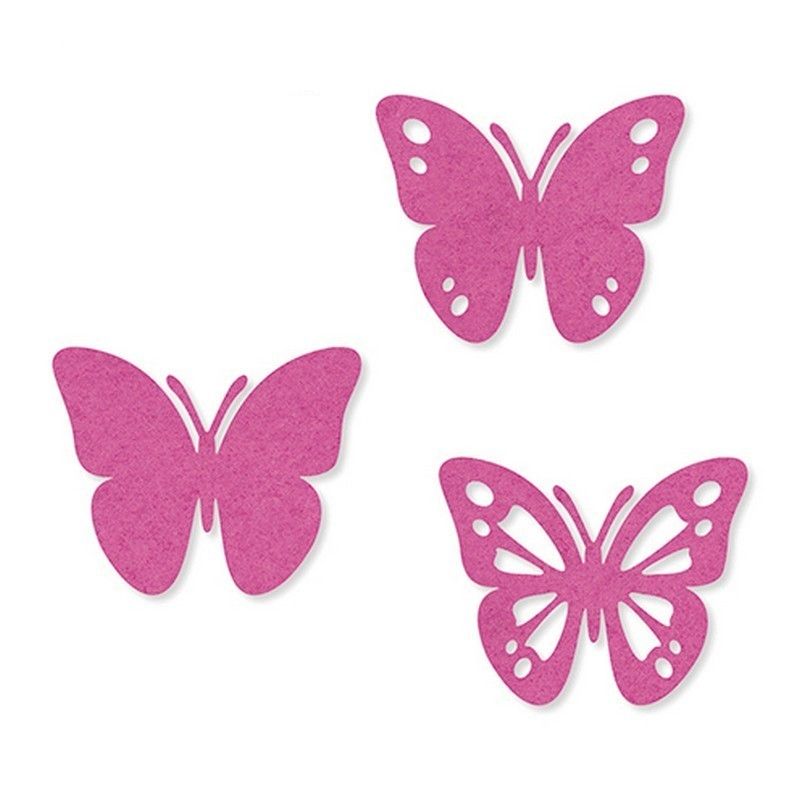 Filzschmetterlinge, Fuchsia Pink Farbe, 6 cm breit und 5 cm hoch, 6 Stück