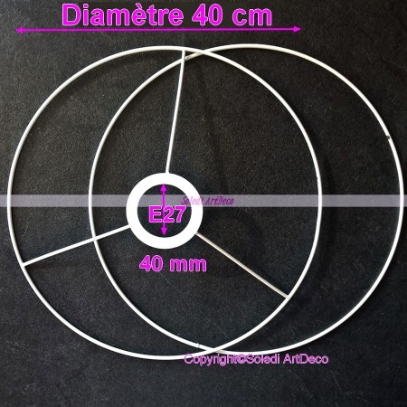 Schwarzer Lampenschirm-Ring Set Durchm. 40cm , Ringe in schwarze Epoxidfarbe, Rahmen für Lampenfassung 40mm E27