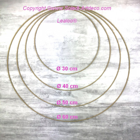 Lot 4 grands Cercles métal Doré Ø 30 cm à 60 cm, Anneaux en Epoxy pour Attrape rêves, abat-jour