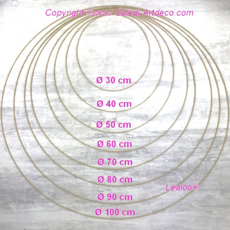 Lot 8 très grands Cercles métal Doré ancien Ø 30 cm à 100 cm, Anneaux en Epoxy pour Attrape rêves, abat-jour