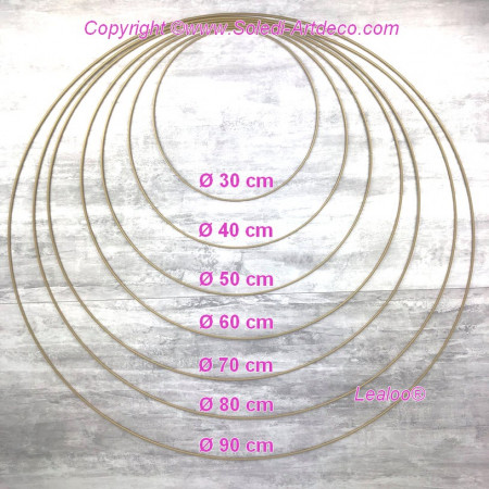 Set aus 7 große antikgold Drahtringen Durchmesser 30 cm bis 90 cm für Lampenschirm, Epoxidringe für Traumenfänger