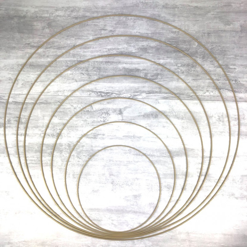Lot 7 grands Cercles métal Doré ancien Ø 30 cm à 90 cm, Anneaux en Epoxy pour Attrape rêves, abat-jour