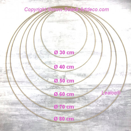 Set aus 6 große antikgold Drahtringen Durchmesser 30 cm bis 80 cm für Lampenschirm, Epoxidringe für Traumenfänger