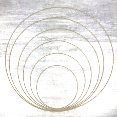 Set aus 6 große antikgold Drahtringen Durchmesser 30 cm bis 80 cm für Lampenschirm, Epoxidringe für Traumenfänger