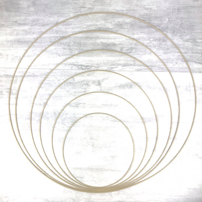 Set aus 6 große antikgold Drahtringen Durchmesser 30 cm bis 80 cm für Lampenschirm, Epoxidringe für Traumenfänger