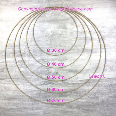 Lot 5 grands Cercles métal Doré ancien Ø 30 cm à 70 cm, Anneaux en Epoxy pour Attrape rêves, abat-jour