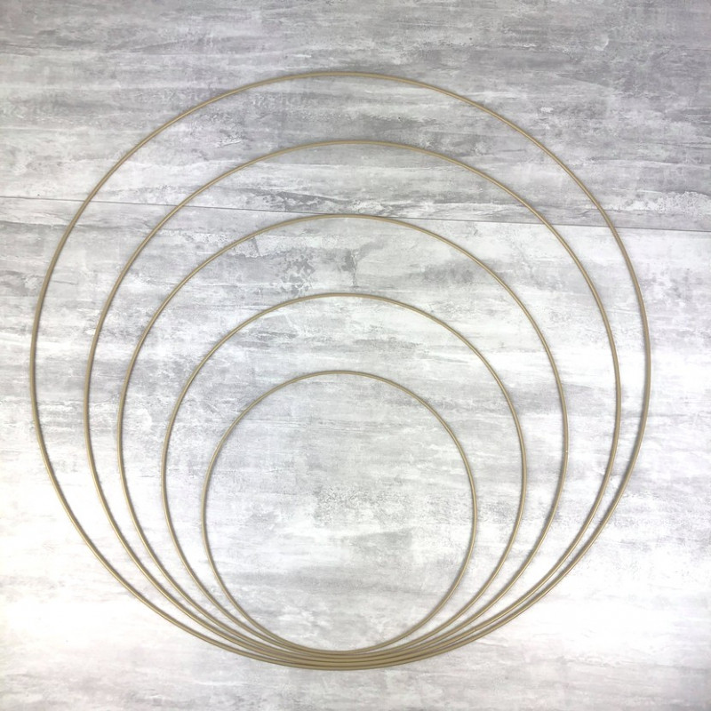 Set aus 5 große antikgold Drahtringen Durchmesser 30 cm bis 70 cm für Lampenschirm, Epoxidringe für Traumenfänger