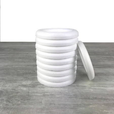 Lot de 10 Demi Anneaux de 15 cm en Polystyrène, Petite Couronne à dos plat