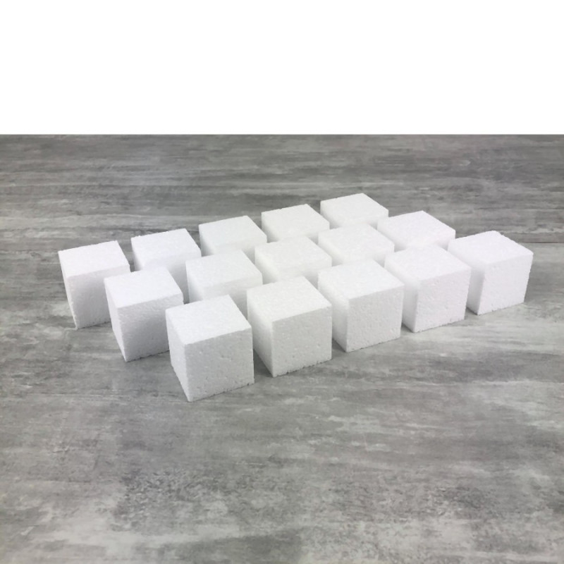 Gros lot 15 petits cubes 5x5x5 cm en polystyrène, minis Blocs en Styropor blanc à décorer
