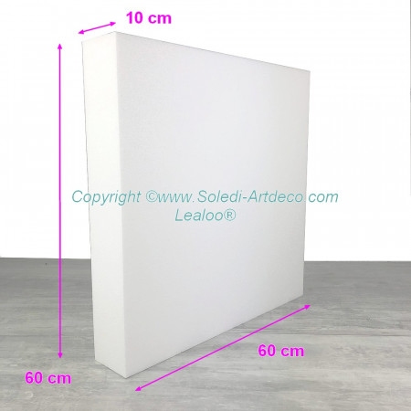 Grand socle Carré 60x60 cm, Haut. 10 cm, en polystyrène, Dummy Pavé en Styropor blanc densité pro
