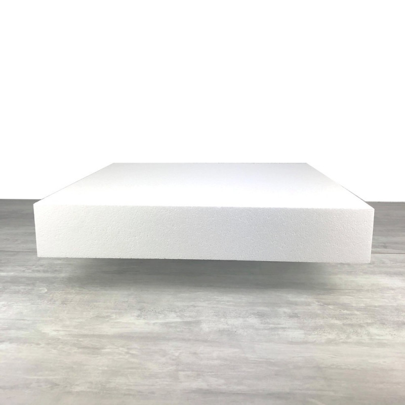 Grand socle Carré 60x60 cm, Haut. 10 cm, en polystyrène, Dummy Pavé en Styropor blanc densité pro