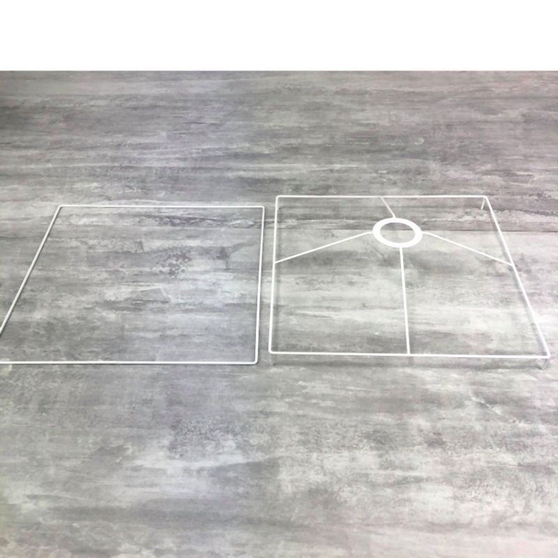 Set d'Ossature Carré avec pieds, 30cm pour abat-jour, Tête avec pieds et Cadre carrés en epoxy blanc, Douille E27