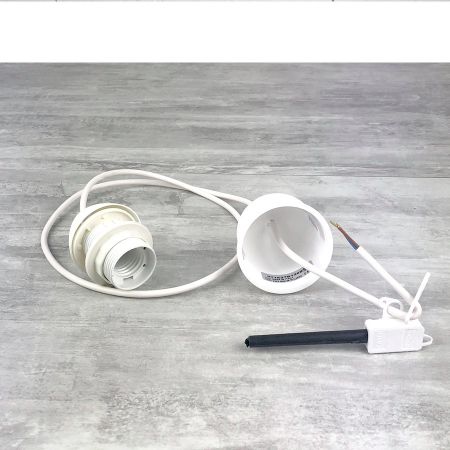 Câble électrique blanc avec Douille E27 pour Suspension lampe, Cordon longueur 1.2 m, avec cache-douille