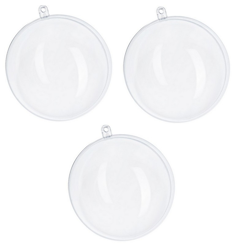 Lot de 3 grandes Boules Ø 20 cm, Plastique transparent séparable, Contenant sécable