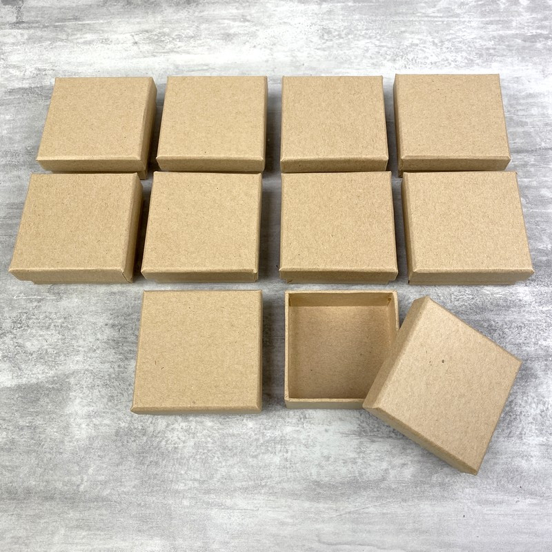 Set mit 10 box quadrat flach, Pappe, 6,5 cm x h. 2,7 cm, mit Deckel