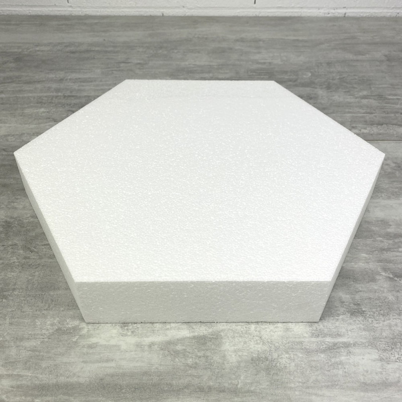 Styropor Dummy Sechseck 2D, Dicke 7 cm, Breite 50 cm, 6 Seiten von je 24,5 cm, hohe Materialdichte 28 kg/m3