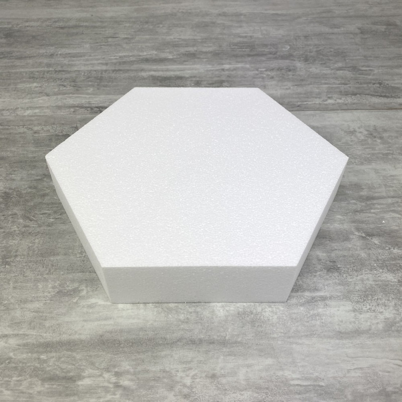 Socle Hexagonal 2D Polystyrène, Largeur 40 cm, 6 cotés à 20cm, Haut 7cm