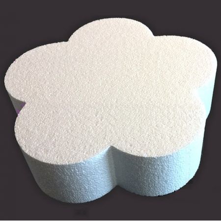 Grand Socle plat Fleur 2D en polystyrène blanc, Diamètre 60 cm x Epais. 7cm, Support pour centre de table