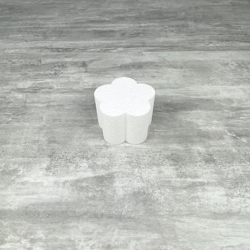 Petit Socle plat Fleur 2D en polystyrène blanc, Support Diamètre 10 cm x Epais. 7cm, 28 kg/ m3