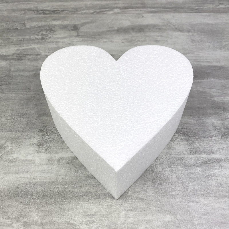 Socle plat Coeur 2D en polystyrène blanc, Largeur 20 cm x Epais. 7cm, 28 kg/ m3, pour centre de table