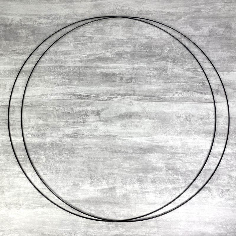 Lot de 2 Grands Cercles métalliques noir, diam. 90 cm pour abat-jour, Anneaux epoxy Attrape rêves