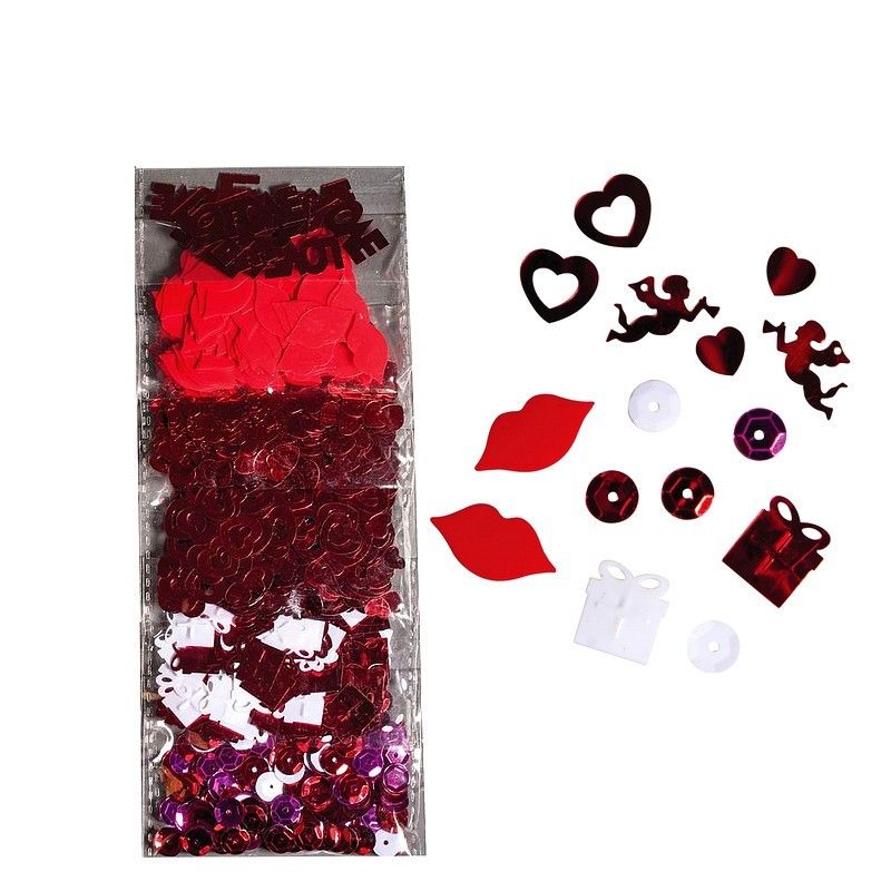 Mélange de Paillettes Coeurs et Amour, 6 Motifs de sequins Love, Confettis de 0,8 à 2cm