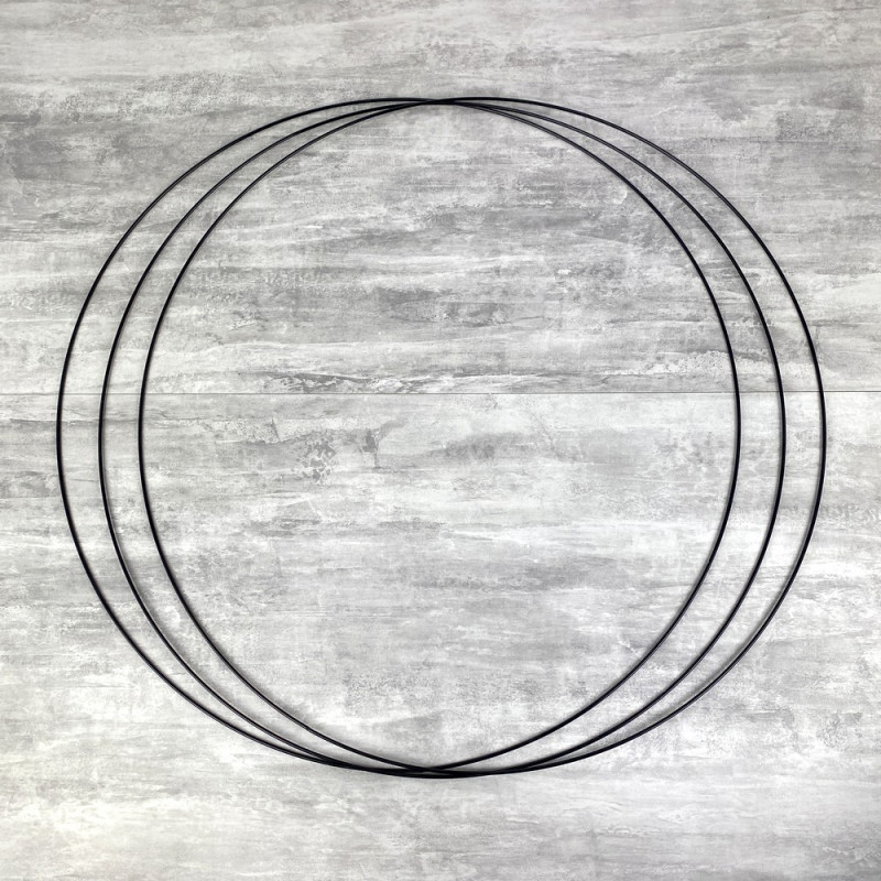 Gros lot de 3 Grands Cercles métalliques noir, diam. 80 cm pour abat-jour, Anneaux epoxy Attrape rêves