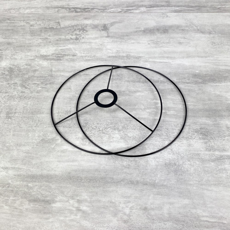 Set d'Ossature Noir diamètre 20 cm, pour suspension ou abat-jour, Anneaux ronds Epoxy, pour douille diam 40mm, E27