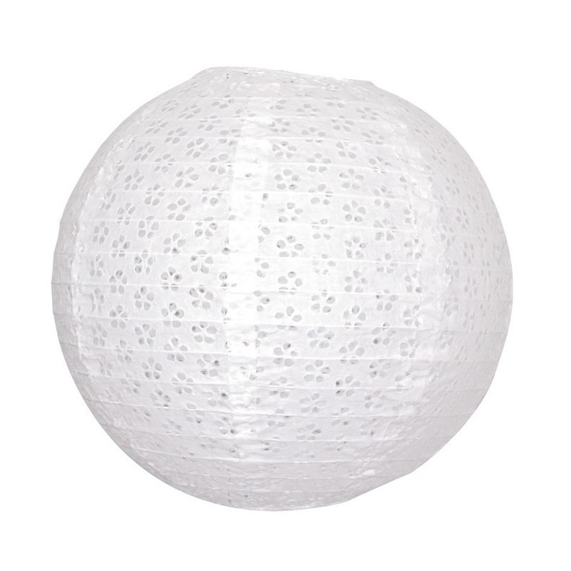 Große japanische Vintage weiße Spitzenlaterne, chinesische Kugel Lampion XL Durchm. 50 cm zum Aufhängen
