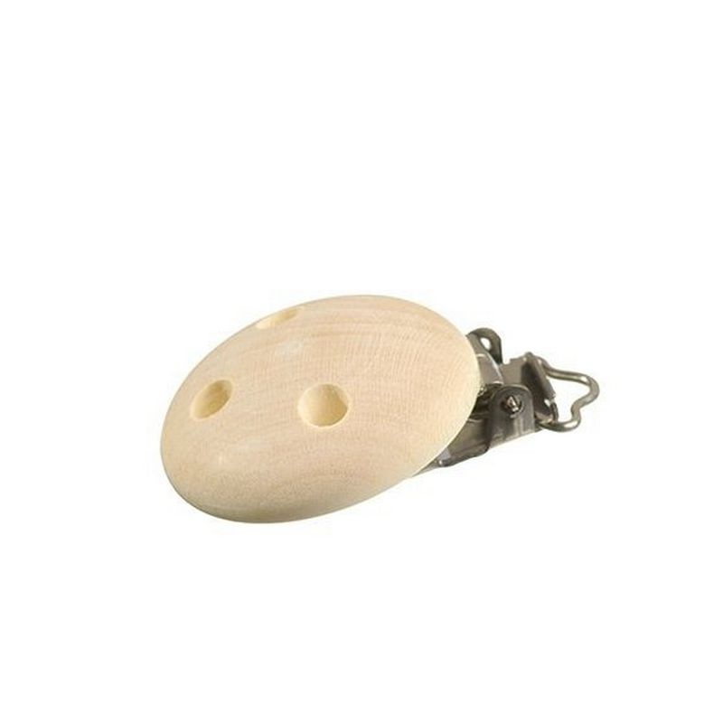 Schnullerclip aus gebleichtem Buchenholz, Durchmesser 37mm x 11,5mm