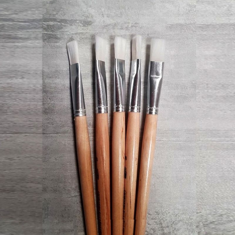 Lot de 5 grands Pinceaux plats en poils synthétiques largeur 19 mm, Taille 20
