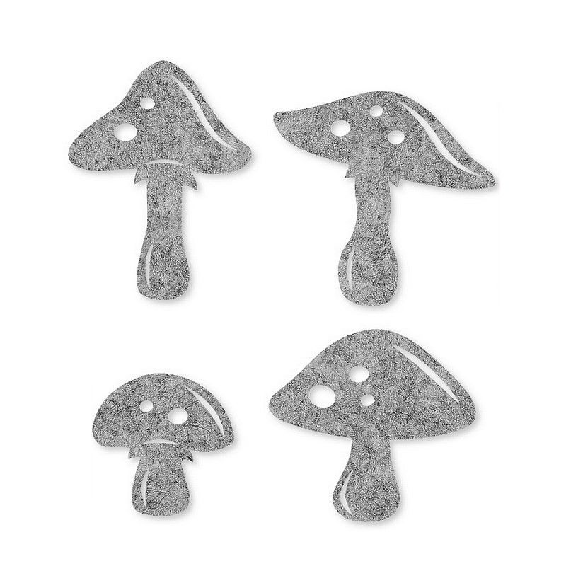 Lot de 16 petits Champignons en Feutrine Grise, dim. 3,3 à 5,5 cm, à épandre, scrapbooking