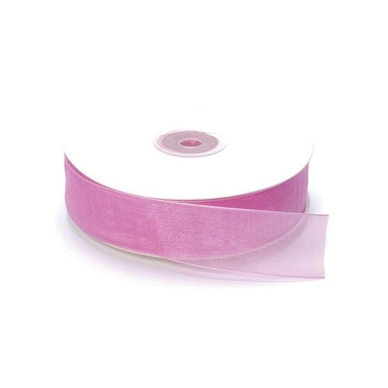 Ruban Organza Lilas, bordure brodée, largeur 25 mm, longueur 40 m, rouleau décoratif