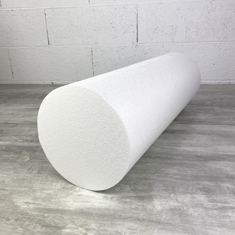 Gros Cylindre diam. 20 cm x Longueur 60 cm, en polystyrène, grande Colonne en Styropor blanc pour présentoir
