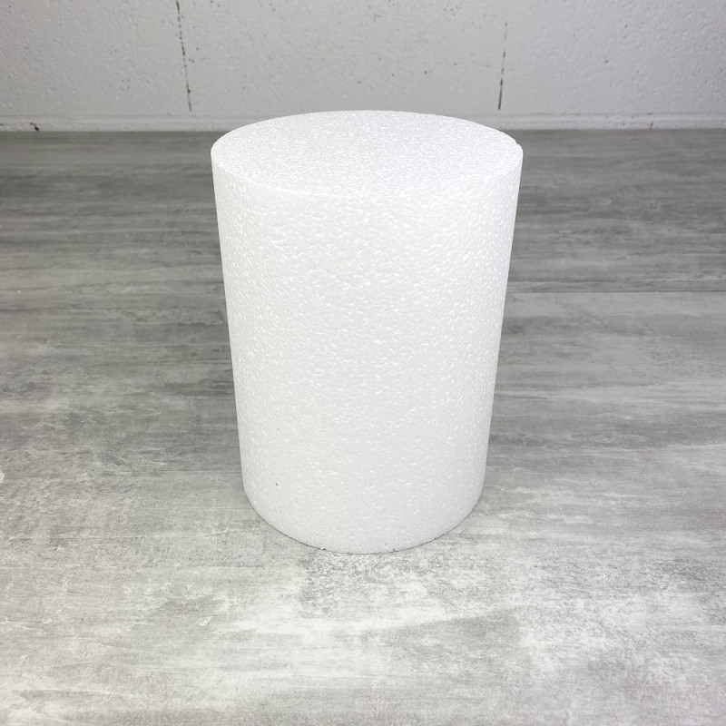 Cylindre en polystyrène diam. 15 x haut. 20 cm, Colonne en Styropor blanc pour présentoir, de densité Pro, 28 kg/ m3