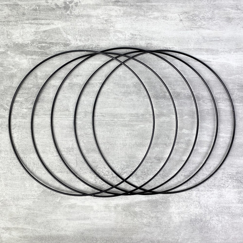 Set aus 5 schwartz Metallringen Durchmesser 20 cm für Lampenschirm, Epoxidringe für Traumenfänger