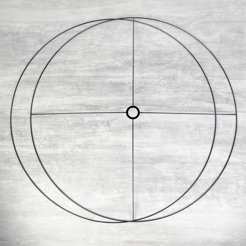 Grand Set d'Ossature Noir diam. 90 cm pour suspension ou abat-jour, anneaux ronds en Epoxy, pour douille diam 40mm, E27