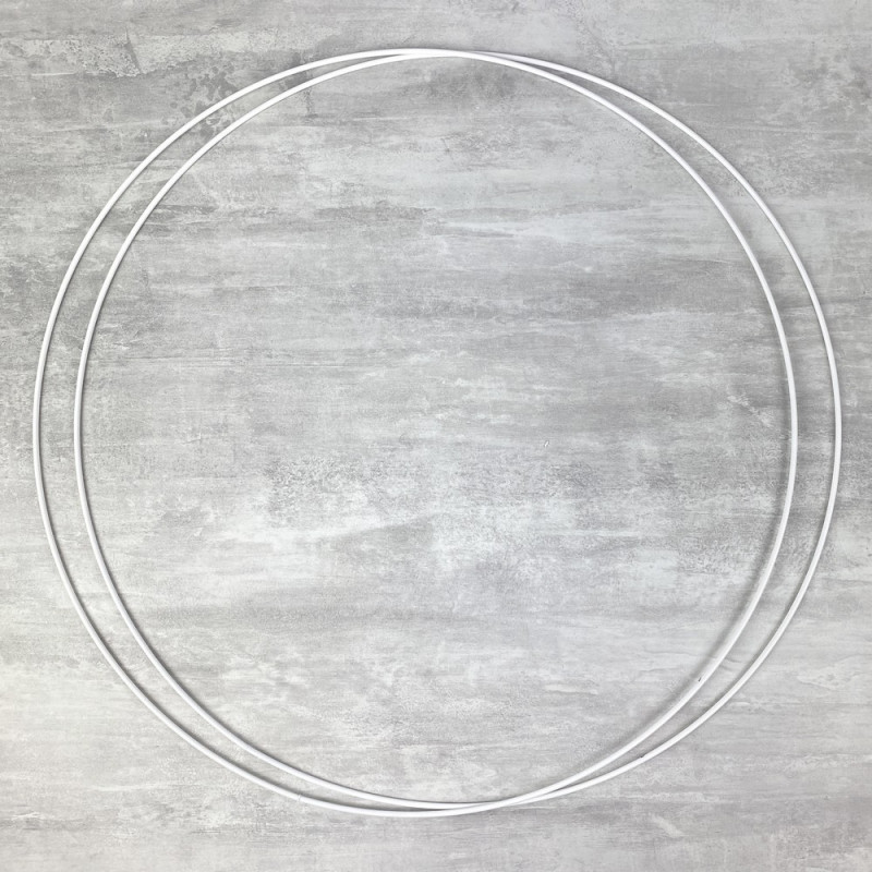 Lot de 2 Cercles métalliques blanc diam. 50 cm pour abat-jour, Anneaux epoxy blanc Attrape rêves