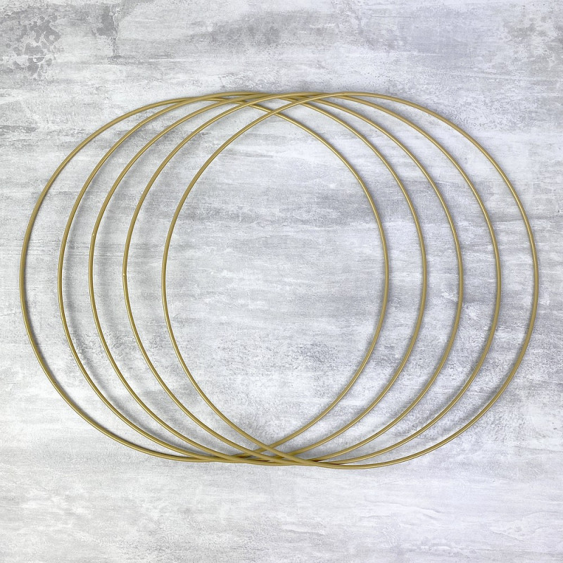 Lot de 5 Cercles métalliques doré ancien, diam. 30 cm pour abat-jour, Anneaux epoxy Attrape rêves