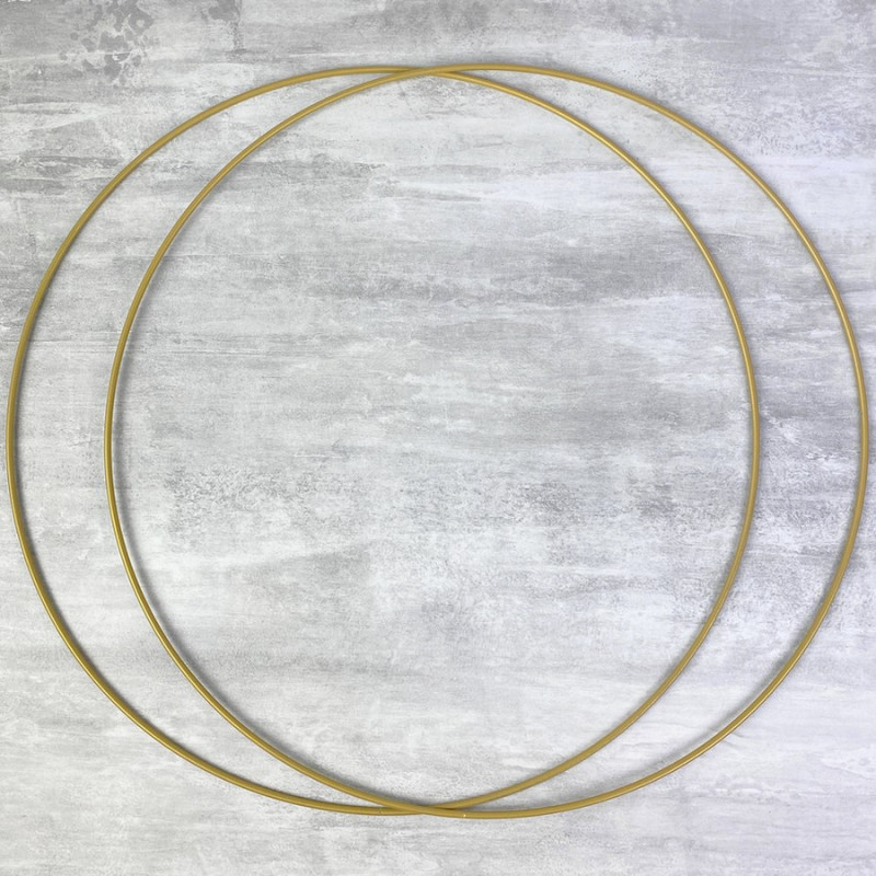 Lot de 2 Grands Cercles métalliques doré ancien, diam. 60 cm pour abat-jour, Anneaux epoxy Attrape rêves