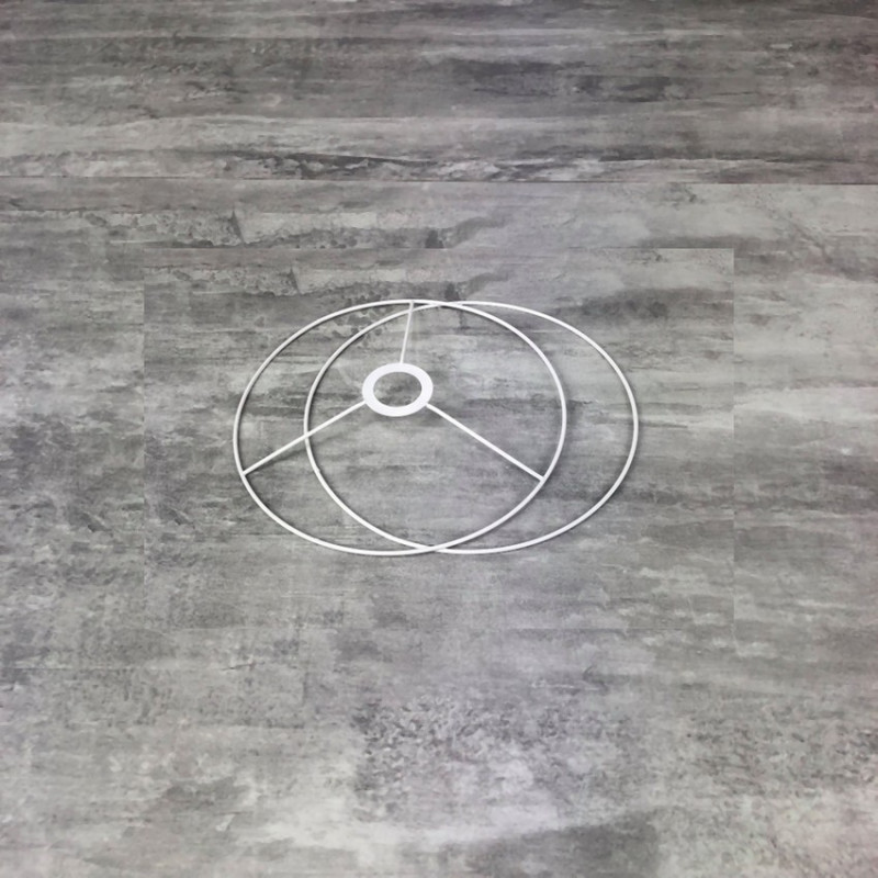 Rahmenset Durchm. 13 cm für Lampenschirm, Ringe Epoxy weiß, für Lampenfassung 28mm, E14