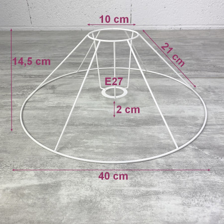 Carcasse Abat-Jour Conique 40 x 21 cm, Armature 6 branches, epoxy anticorrosion, E27