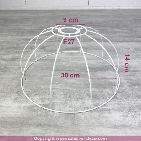 Carcasse suspension Cloche 30 cm, abat-jour Armature Dôme 10 branches en epoxy anticorrosion, pour E27